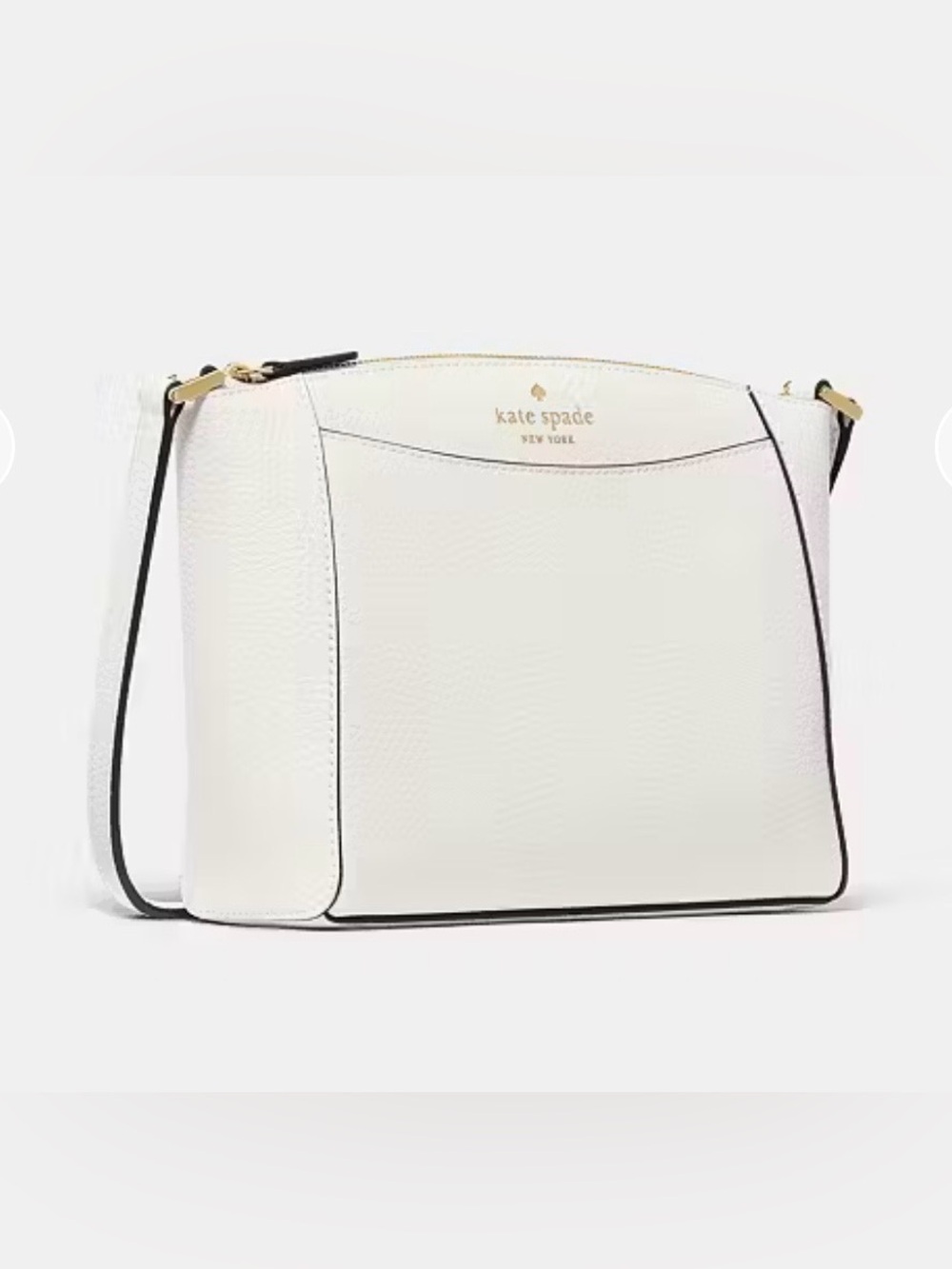 kate spade Cream Color Pebbled Leather Crossbody Monica Bag Handbag Purse Gold